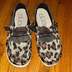 Hey Dude Kids Moccasins in Leopard and Black